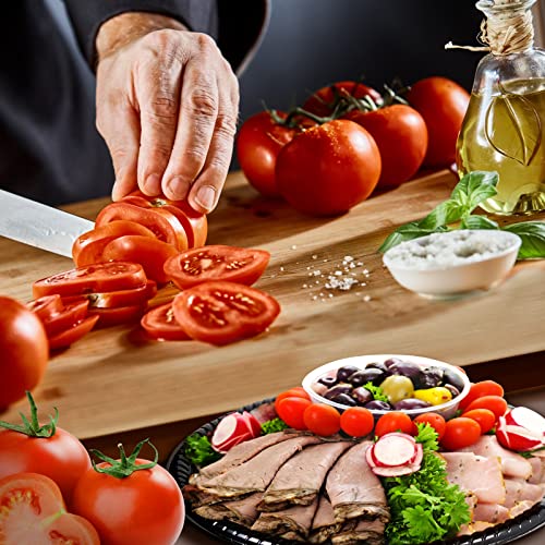 6 Pack 12 Inch Heavy Duty Serving Tray With Clear Lid And Sporks, Large Plastic Tray With Elegant Platter Round Black Disposable For Salad Sandwich Party Takeout Food Catering Picnic #TOP6