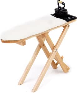 Wichtel Set De Plancha En Miniatura Con Tabla Y 3 Perchas De Madera | Accesorios Para Casa De Muñecas Y Decoración DIY | Regalo Para Amantes De Las Miniaturas