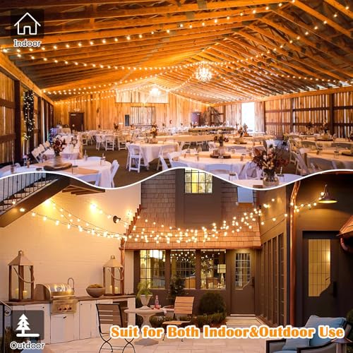 Image of Brightever 200FT Outdoor String Lights Dimmable LED Outside Patio Lights with 100+4 Shatterproof G40 Globe Edison Bulbs, Connectable Commercial String Hanging Lights for Backyard Party Porch Garden