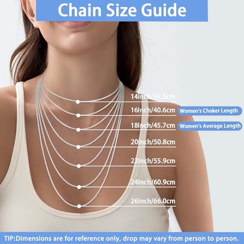 Jewlpire Italian 14K Gold Over 925 Sterling Silver Chain Necklace for Women, 1.1mm 1.3mm Box Chain Sturdy & Shiny Women's Chain Necklaces 14 16 18 20 22 24 26 Inch3
