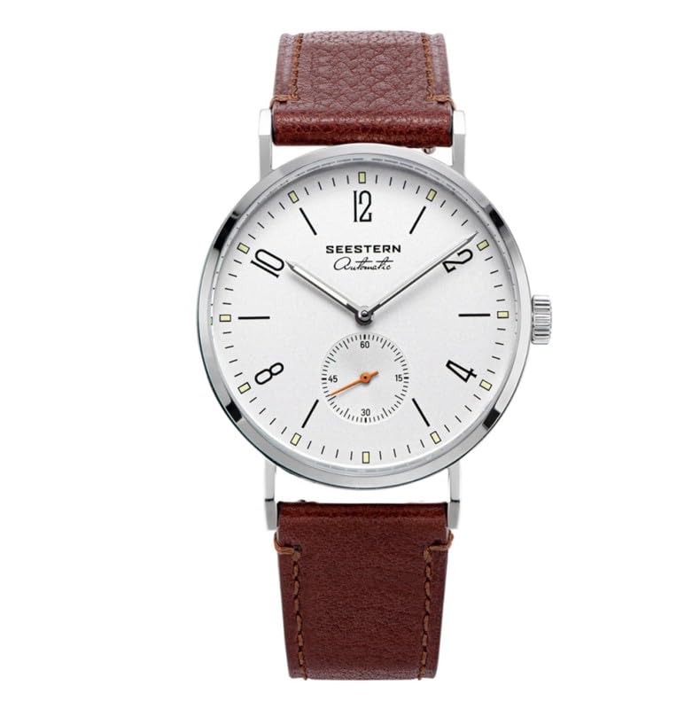 Montre Automatique Seestern S382 en Verre Saphir et Bracelet Cuir Marron