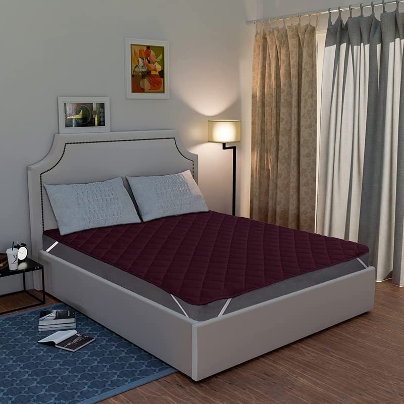 Cultiver Waterproof Mattress Protector Single Bed Size, Waterproof, Quilted Single Bed Cover Pad with Smooth Fabric, Breathable, Noiseless and Washable (Wine Color, 36x72 Inches)-image-47