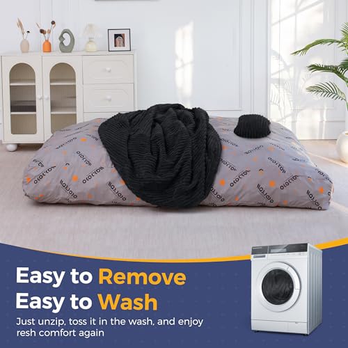 Image of MAXYOYO Giant Bean Bag Chair Bed with Pillow, Convertible Beanbag Sofa to Floor Bed, Lazy Chair Couch with Removable Cover, High-Density Shredded Foam Filling, Cozy Lounge for Bedroom Living Room