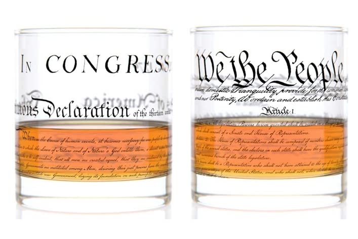 Well Told Authentic U.S. Constitution and Declaration of Independence Whiskey Glasses (11 oz, Set of...
