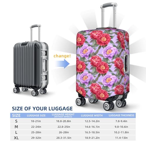 Pink And Red Peonies Elastic Travel Luggage Covers Dustproof Scratch-Resistant Suitcase Protector Fit 22-24 Inch4