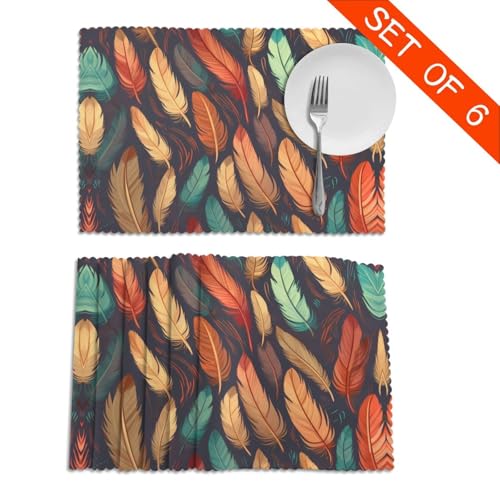 Set de table plume bohème facile à nettoyer pour table sans taches - 5