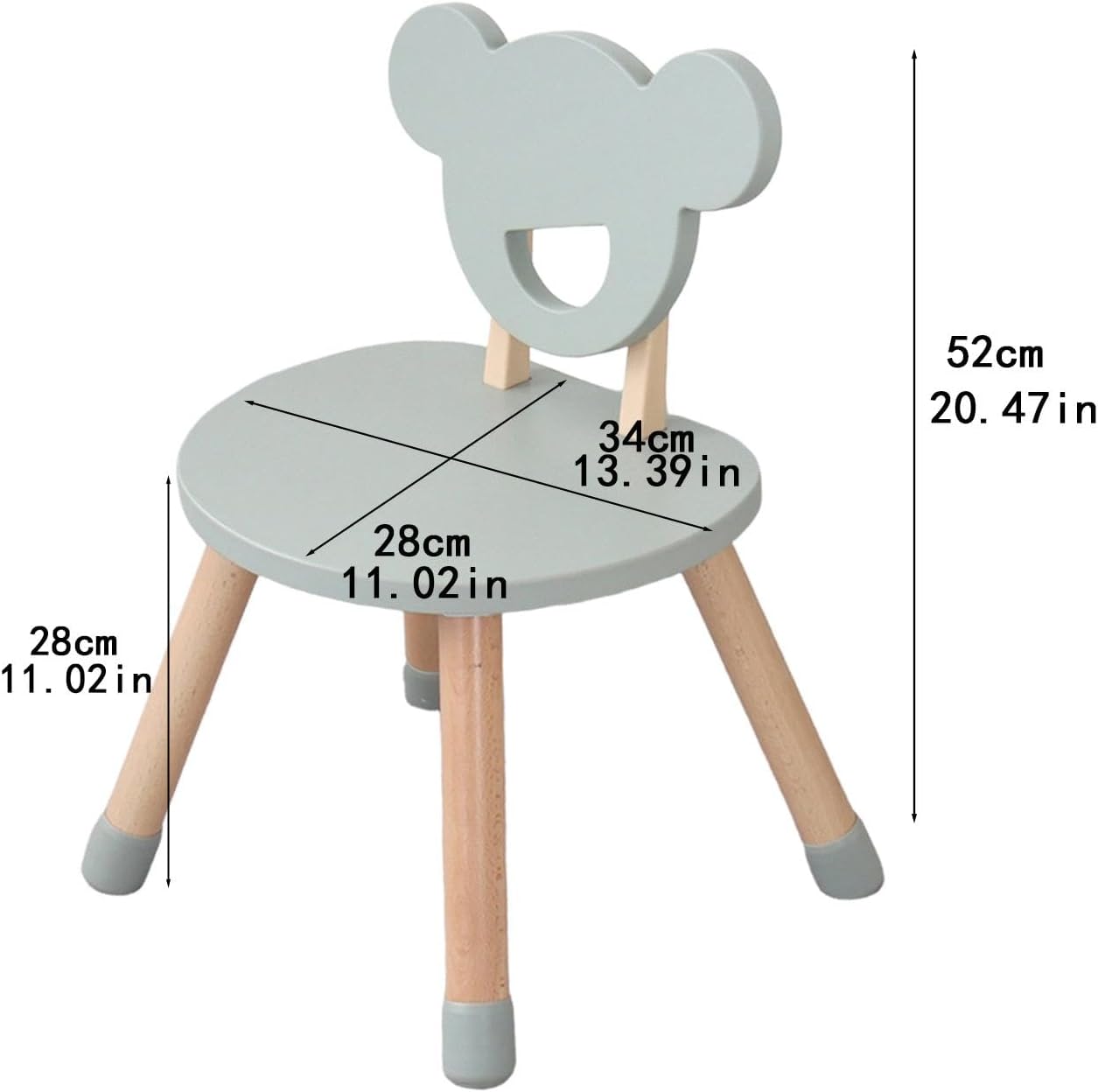 predolo Kids Bear Chair Children Chair Compact Ergonomic Multipurpose Child Seat Furniture for Indoor Home Living Room Nursery School, Light Gray