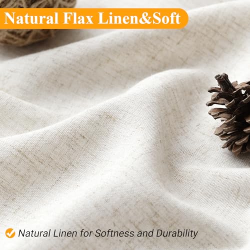 Naturoom Natural Linen Shower Curtain, Country Boho Farmhouse Bath Decor Beige Shower Curtains for Bathroom Neutral Cloth Weighted Textured Fabric Bath Curtain Liner with Hooks, Cream, 72 Inch - Image 4