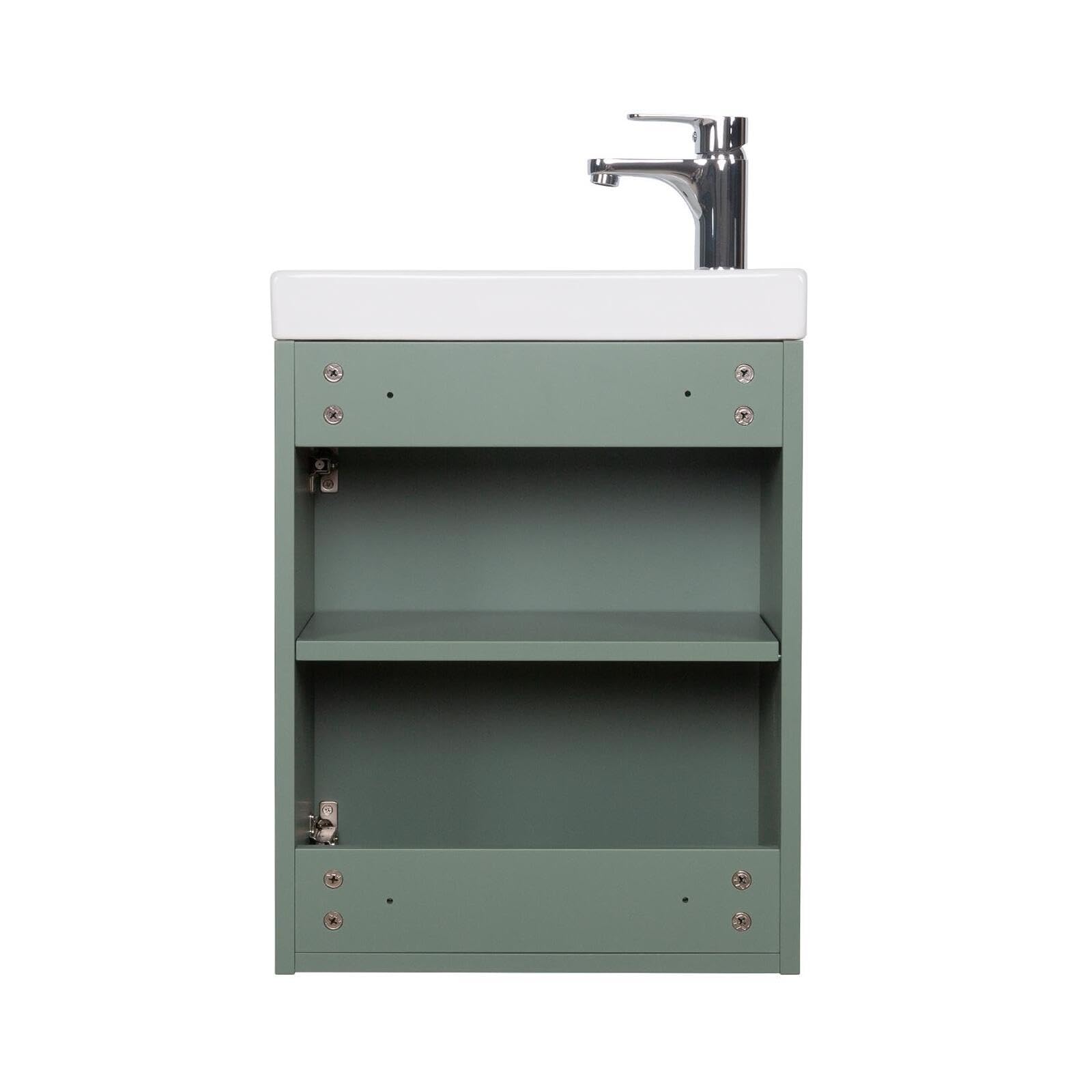 Lave-Manos Lisa + Espejo L40 cm con Estante Blanco