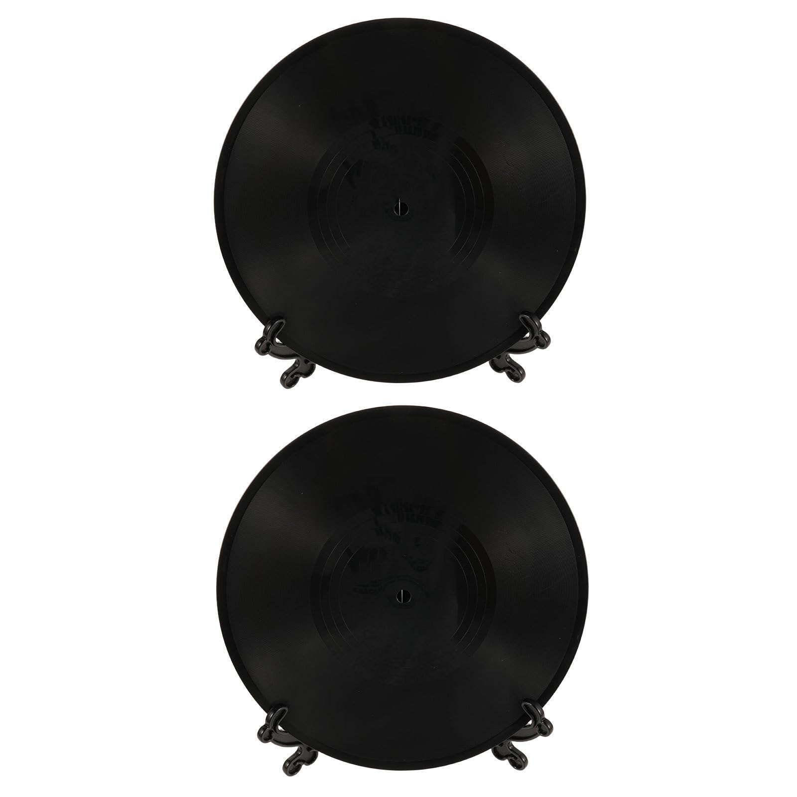Discos de vinilo retro negro decorativos de plástico pulido con soporte versátil
