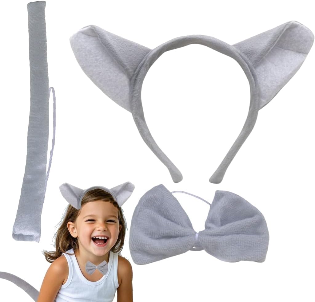 Kirei Sui Gray Wolf Headband Bowtie Tail 3pcs Costume for Kids and Adults