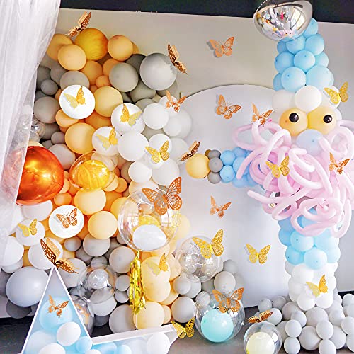 Saoropeb 3D Butterfly Wall Decor, 48 Pcs 4 Styles 2 Color 3 Sizes, Removable Metallic Wall Sticker Room Mural Decals For Kids Bedroom Nursery Classroom Party Decoration Wedding Decor Diy Gift (2 Color) #TOP1
