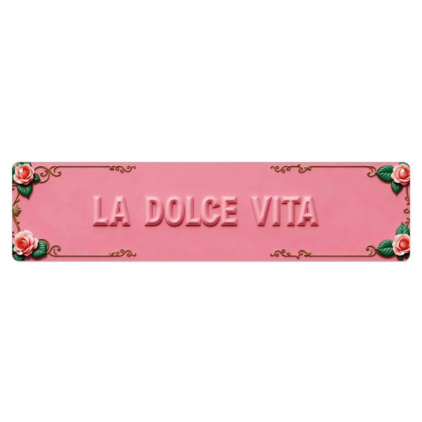 La Dolce Vita Pink Roses Metal Tin Sign Plaque