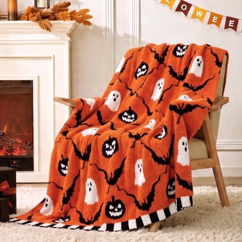 Snuggle Sac Halloween Throw Blanket, Orange...