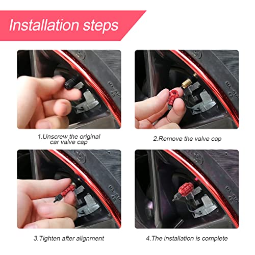 4 PCS Car Tire Valve Stem Cap/Cover, Airtight Anti-Rust Valve Stem Caps Universal for Most Cars, Vehicles, Bicycles, Motorcycles and More, Cool Car Accessories for Men Women (Gold) - Thumbnail 4