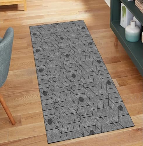 Alfombra pasillo gris que no se mueve, lavable 80x150 para suelos fríos 2