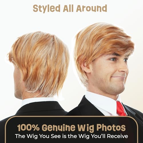image for ALLAURA Iconic Blonde Comb-Over Wig – Funny Costume Hairpiece for Ad