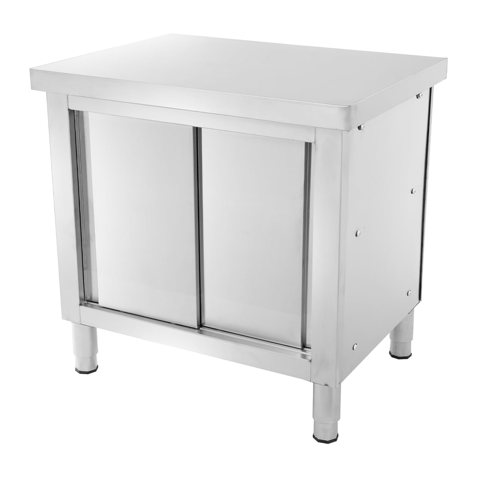 OUKANING Szafka robocza z drzwiami przesuwnymi, 120 x 60 x 80 cm, stół roboczy ze stali nierdzewnej, wolnostojąca, szafka kuchenna, szafka gastronomiczna ze stali nierdzewnej, nośność 300 kg, do