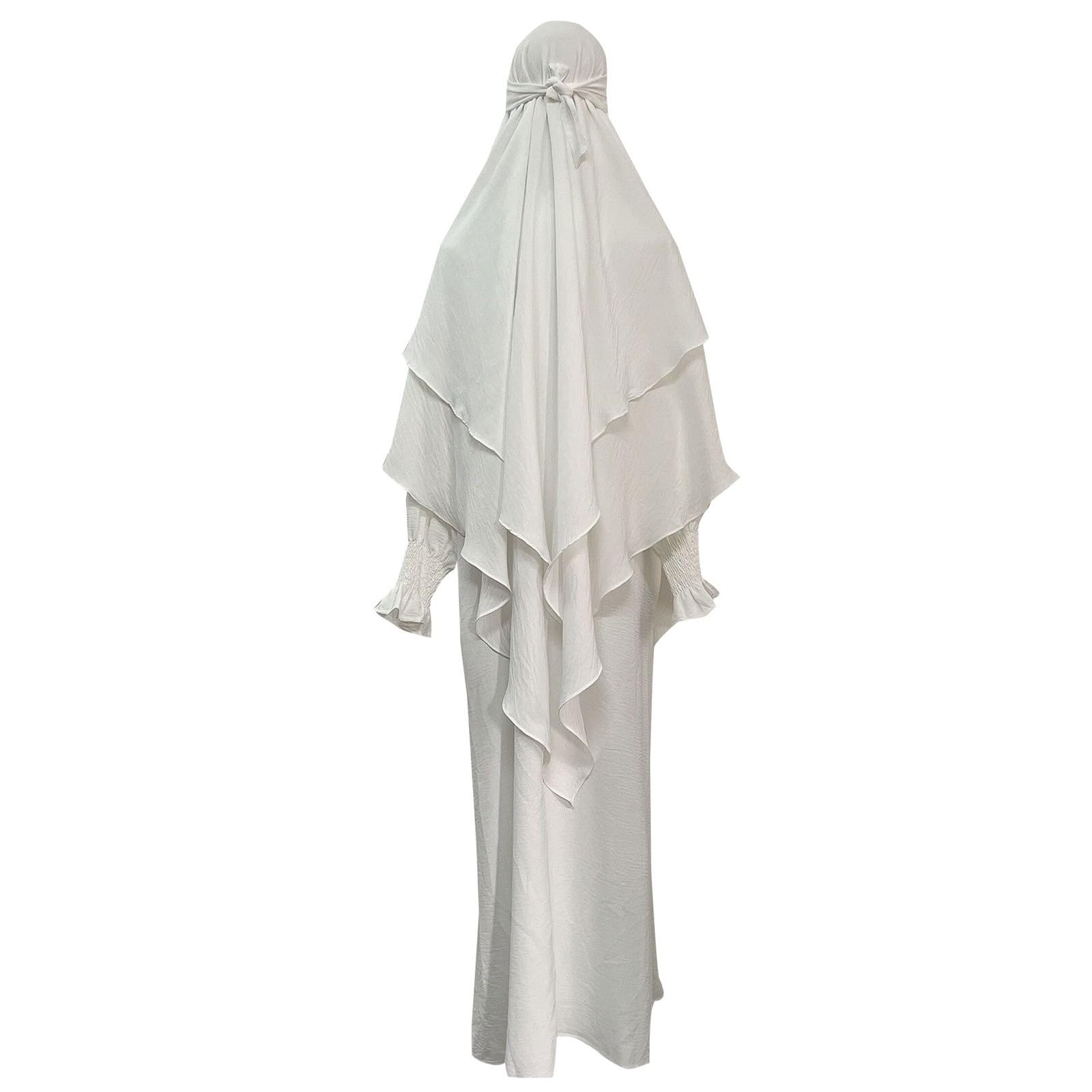 Generico Musulmani Tunica Abaya Donna Tipo Jilbeb Comoda Ramadan Tutto Corpo Blu Abito Donna Lunghi Hijab Musulmano Set Completo Adatto per Partecipare a Cerimonie