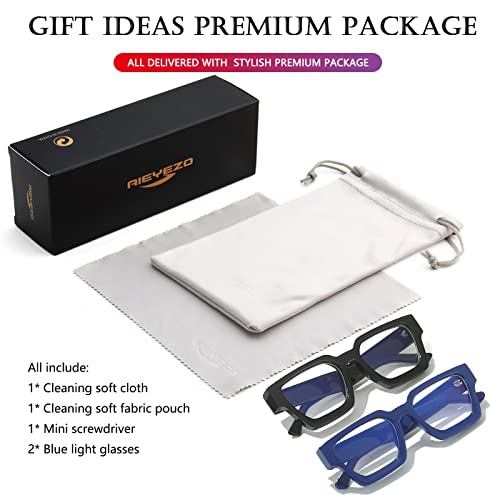 Image of AIEYEZO Square Thick Frame Glasses for Women Men Fashion Blue Light Glasses Trendy Chic Computer Eyeglasses