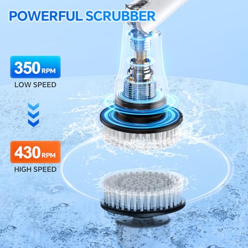 Mebotem Electric Spin Scrubber, Cordless Electric Cleaning Brush, Shower Scrubber With Long Handle, Ipx7 Waterproof Bathroom Cleaner Brush With 7 Replaceable Brush Heads thumb #2