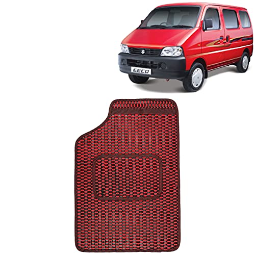 Image of Kingsway Dotted Design Car Floor Foot Mats Universal Fit for Maruti Suzuki Eeco, Model Year : 2010 Onwards, Water and Dustproof, Color Red, Set of 5 Pieces