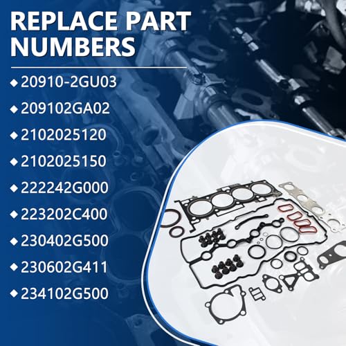 Image of G4KJ 20910-2GU03 Engine Overhaul Gasket Kit Engine Rebuild Kit Fits for 2011-2018 Optima 2.4, Fits for 2014-2020 Sorento 2.4L, Replace OE 20910-2GU03 2102025120