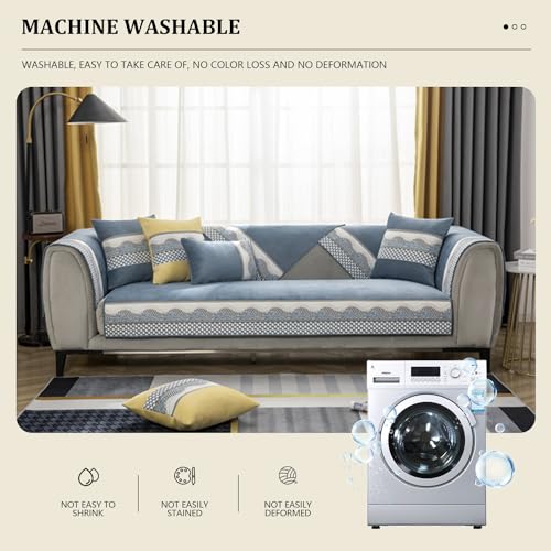 Housse canapé sectionnelle velours lavable pour protéger contre les taches - 6