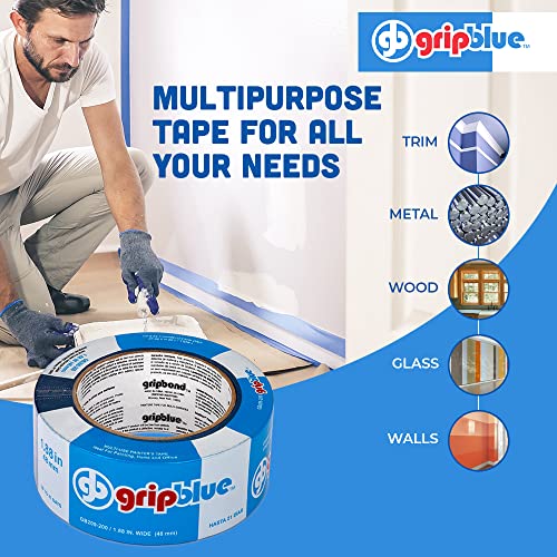Image of Professional-Grade Blue Painters Tape 2 Inch Wide, 1 Roll | 1.88 in x 60 yd, Clean Removal, Easy Hand Tear, Multi-Surface Masking Tape for Indoor and Outdoor Use, UV Resistant