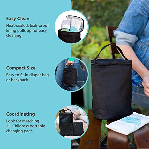 Image of J.L. Childress TwoCOOL Breast Milk Cooler Travel Bag - Insulated Baby Bottle Storage Bag, Portable Organizer Pack for Breast Milk, Use for Daycare or On the Go, Fits 2-4 Bottles - Black