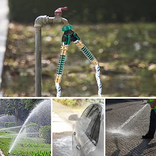 Resberg 2 Way Garden Y Hose Splitter, Heavy Duty Brass Splitter, 3/4" Spigot Adapter Connector, Comfortable Rubberized Grip With 6 Rubber Washers And Ptep Tape For Drip Irrigation, Lawns #TOP5