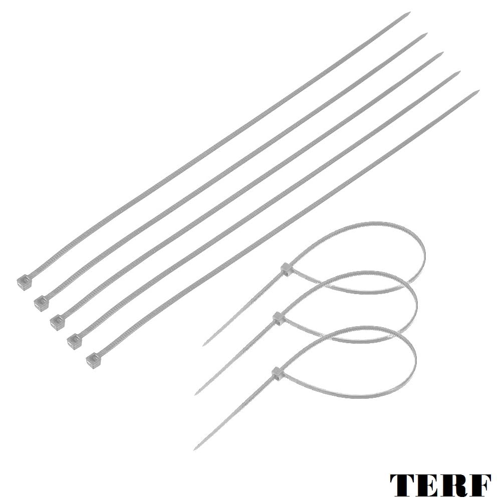 TERF 100 Pcs Grey Cable Ties 300mm (12'') X 7.6mm Heavy Duty Nylon Zip Ties Wraps Secure Self Locking Mechanism Plastic Tie for Home Office Garden Garage Workshop DIY Use - Image 2