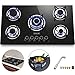 Happybuy 36x21 inches Built in Gas Cooktop 5 Burners Gas Stove Cooktop Tempered Glass Cooktop Gas Hob With Liquid Propane Conversion Kit Thermocouple Protection and Easy to Clean