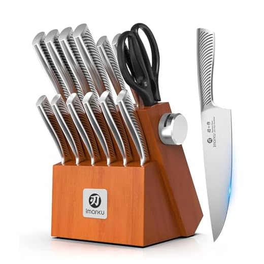 Knife Set with Block for Kitchen, imarku 14-Piece High Carbon Stainless Steel Knife Set, One-piece Dishwasher Safe Kitchen Knives Set, Chef Knife Set with Built-in Sharpener, Non-slip Ergonomic Handle