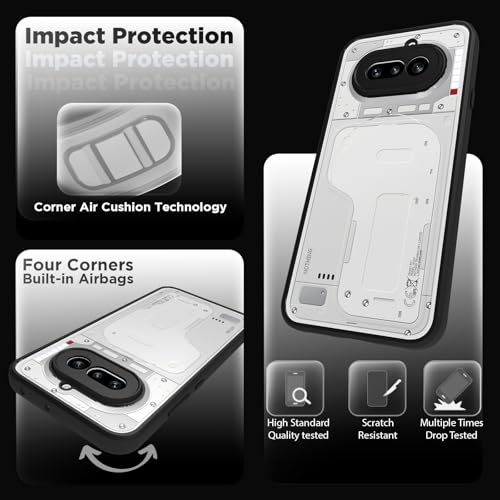 Image of RIGGEAR Shockproof Sleek Hybrid Armor Back Cover Case for Nothing Phone 4a 5G (Clear PC + Black TPU Bumper)