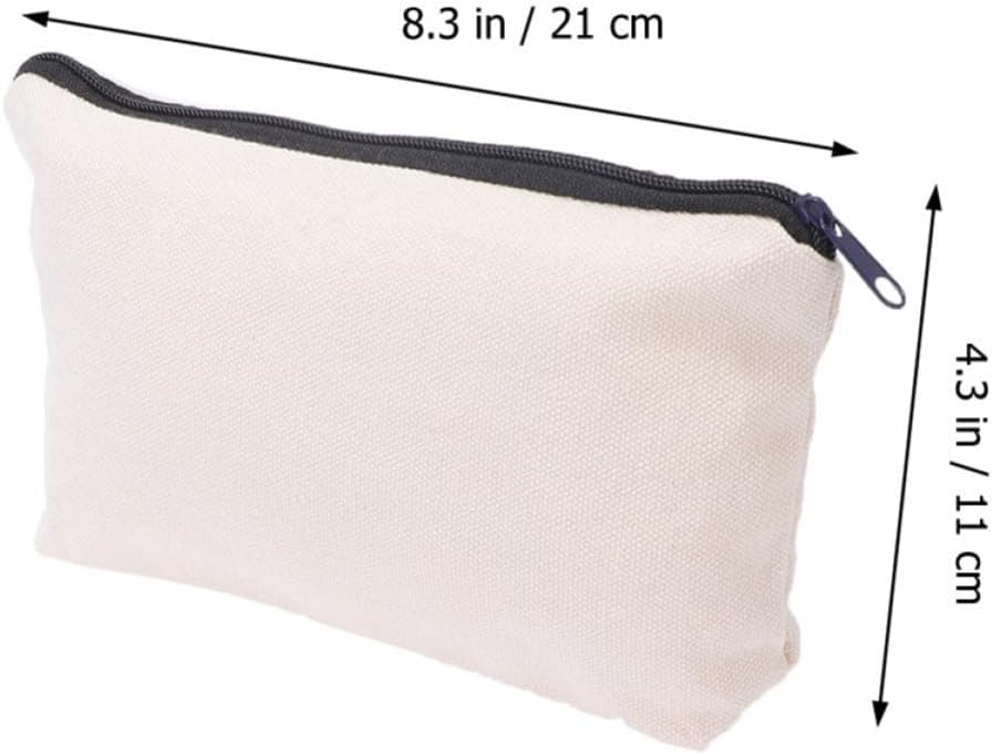 Pencil Storage, DIY Personalization for Blank Travel Exterior 14pcs Canvas Zipper Pouch Small Makeup Bag with Organizer and Sturdy White for Fitness Daily Use image 2