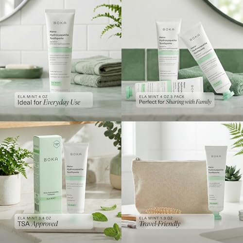Image of Boka Fluoride Free Toothpaste, Nano Hydroxyapatite Toothpaste, Appropriate for Sensitive Teeth - for Adult Oral Care - Ela Mint Flavor, 4 Fl Oz 1Pk
