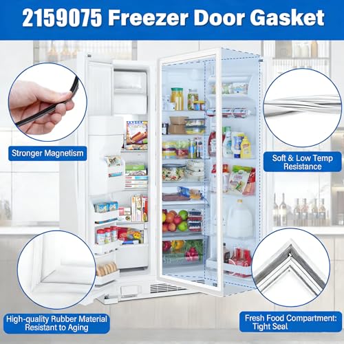 Image of Upgraded 62″x19″ 2159075 2159083 Refrigerator Door Gasket Replacement Compatible with Whirlpool KitchenAid Kenmore, 2159083 Fridge Gasket Replace 2159071 2159079 2171177 W10911422 Freezer Seal