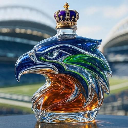 ウィスキ一デカンタ - 工芸品 アート置物, 300ml イーグルヘッド ウイスキーデキャンタ クリエイティブな動物ガラスボトル 様々なお酒を保管可能 ホームバーアート装飾オーナメント(D)