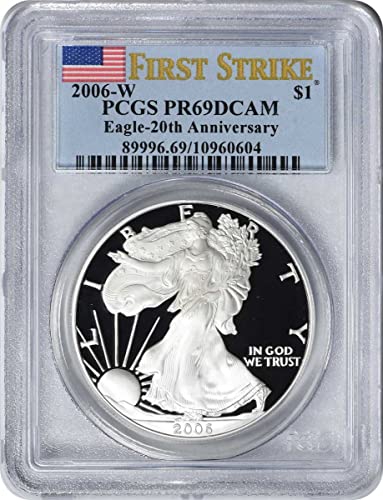 2006 W $1 American Silver Eagle Dollar 20th Anniversary, First...