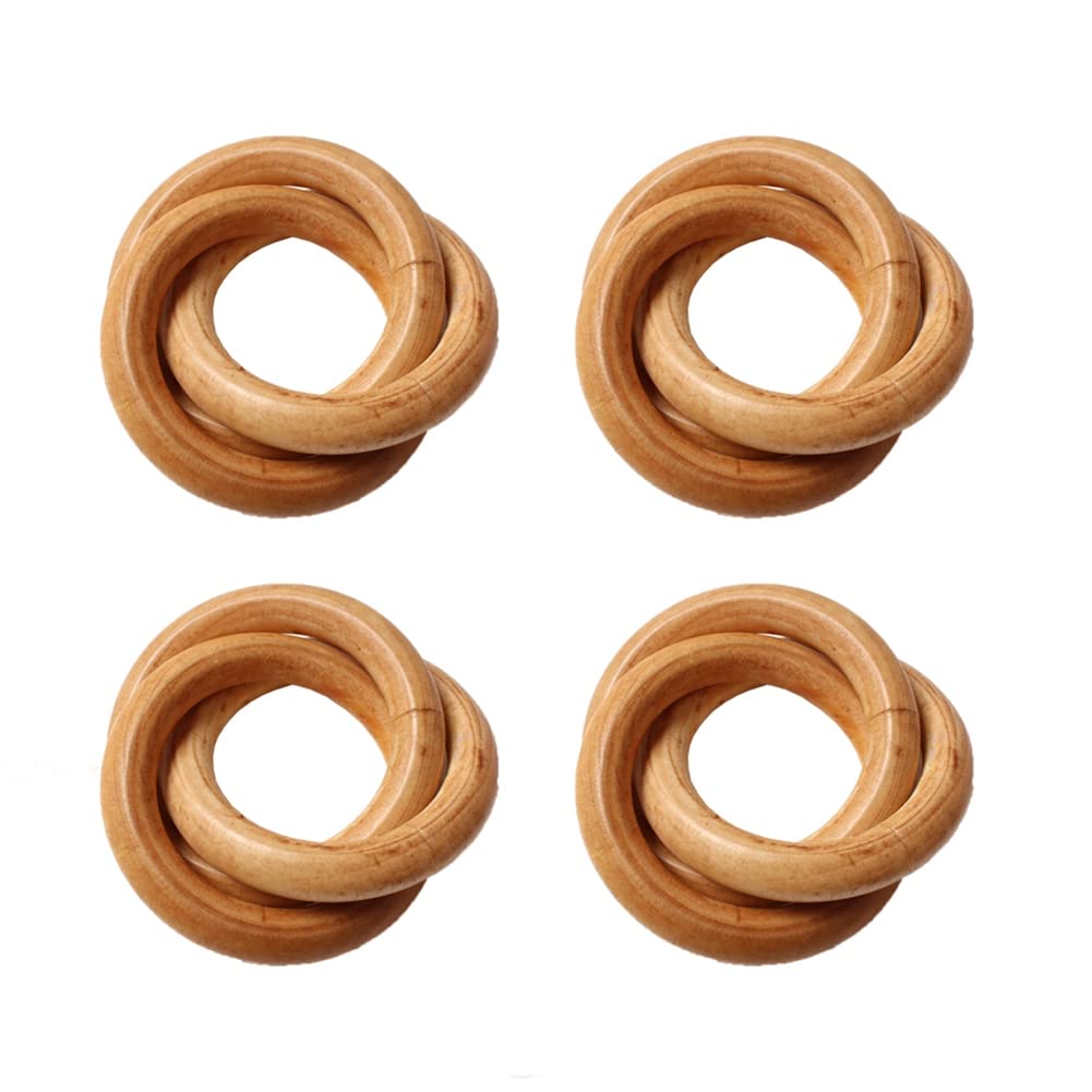 CTRLZS 4Pcs Wood Napkin Rings, Wood Circles for Macrame Napkin Buckles, Napkin Ring Holders for Farmhouse, Wedding, Table Decor