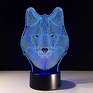 Nachtlampje 3D visueel 7 kleuren LED nachtlicht tafellamp Wolf Head Home Bulbing kinderverlichting etc. kamerlamp