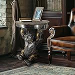 Steampunk Gorilla Side Table Pedestal End Table Stool Resin Cyborg Monkey Sci-fi Statue Sculpture Hand Painted Collectible Figurine with Cool Gear for Home Man Cave Decor Silver - Image 4