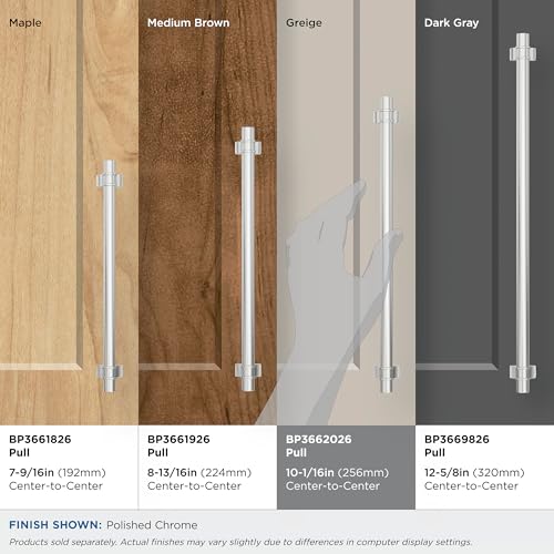 Image of Amerock Davenport 10-1 /16 inch (256mm) Center-to-Center Polished Chrome Cabinet Pull, BP3662026