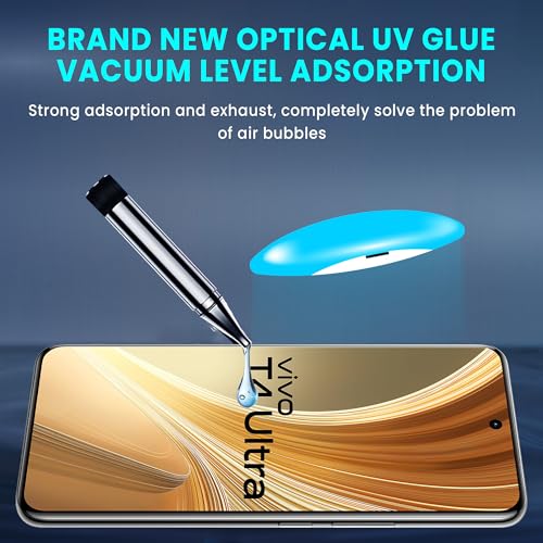 Image of FIRST MART Tempered Glass for Vivo T4 Ultra 5G With UV Installation Kit | Military-Grade Gorilla Screen Protector and Cable Guard | Edge to Edge Coverage | Crystal Clear