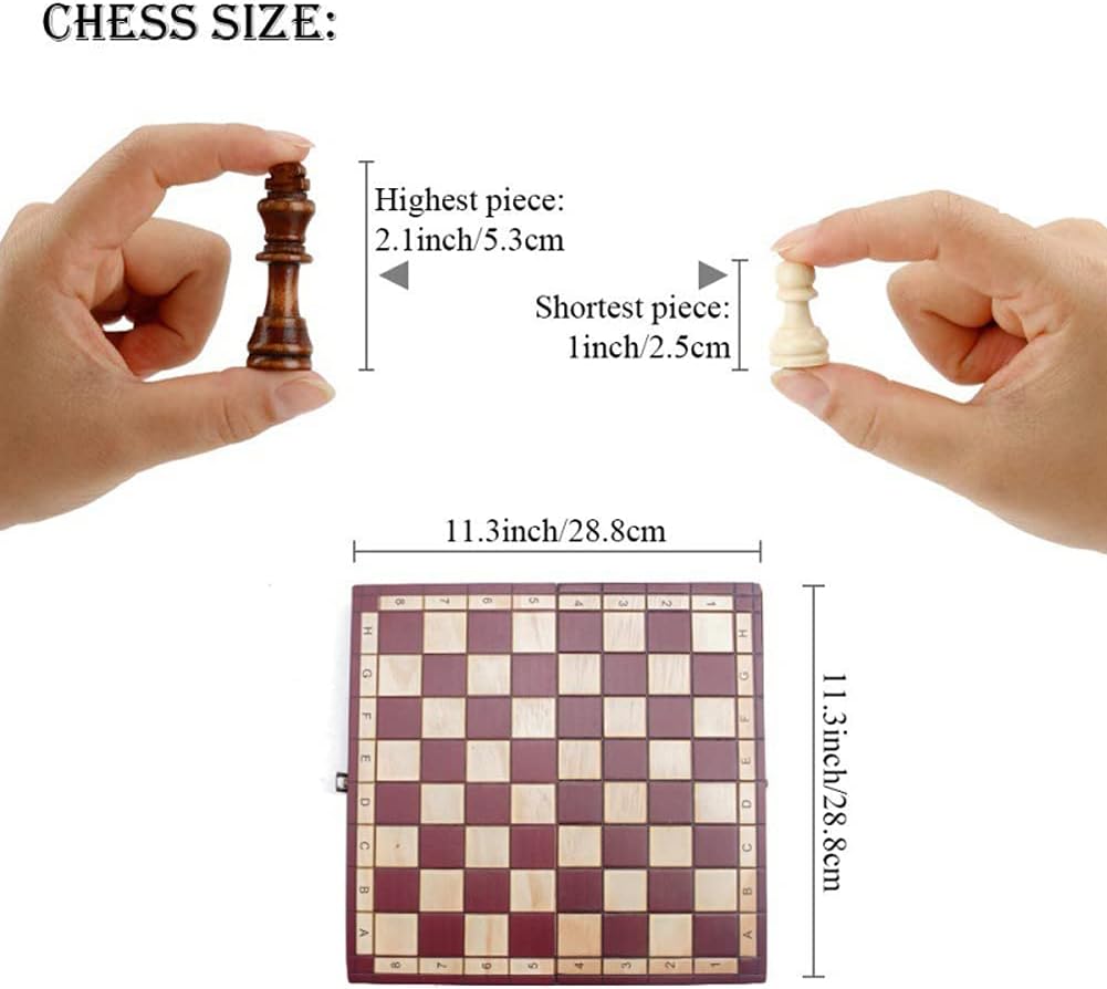 LANGWEI Wooden Chess Set, Portable Foldable Travel Game, Retro Handmade Wooden Pieces Board Games for Christmas Birthday Premium Gift