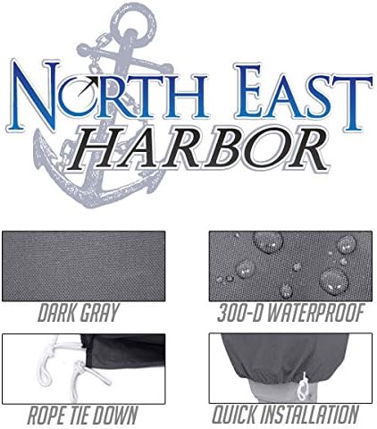Miniatura 2 de Cubierta de motor de motor de barco fuera de borda remolcable 225-300 caballos de fuerza, tela de poliéster gruesa resistente al agua gris