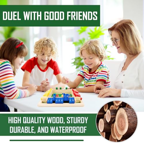 MplehDa Holz Brettspiel, 4-Spieler Shut The Box Spiel Würfelspiel Holz Mathematik Traditional Pub Board Würfelspiel Reisen 4 Spieler Great Family Brettspiele Urlaub unterhaltsames Spiel – Bild 4