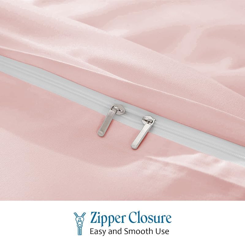 1-Piece Queen - XL Size Duvet Cover Only, 88" x 90", 100% Egyptian Cotton, 600 Thread Count, Blush-Pink Solid, Zipper Closure, Lightweight Cooling Duvet Cover, Soft Breathable Bedding