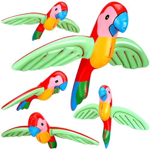 Gejoy 12 Pcs Inflatable Flying Parrot Decorations for Birthday Gift Tropical Party Luau Decoration Pool Prop, 31.5 x 22.05 Inches